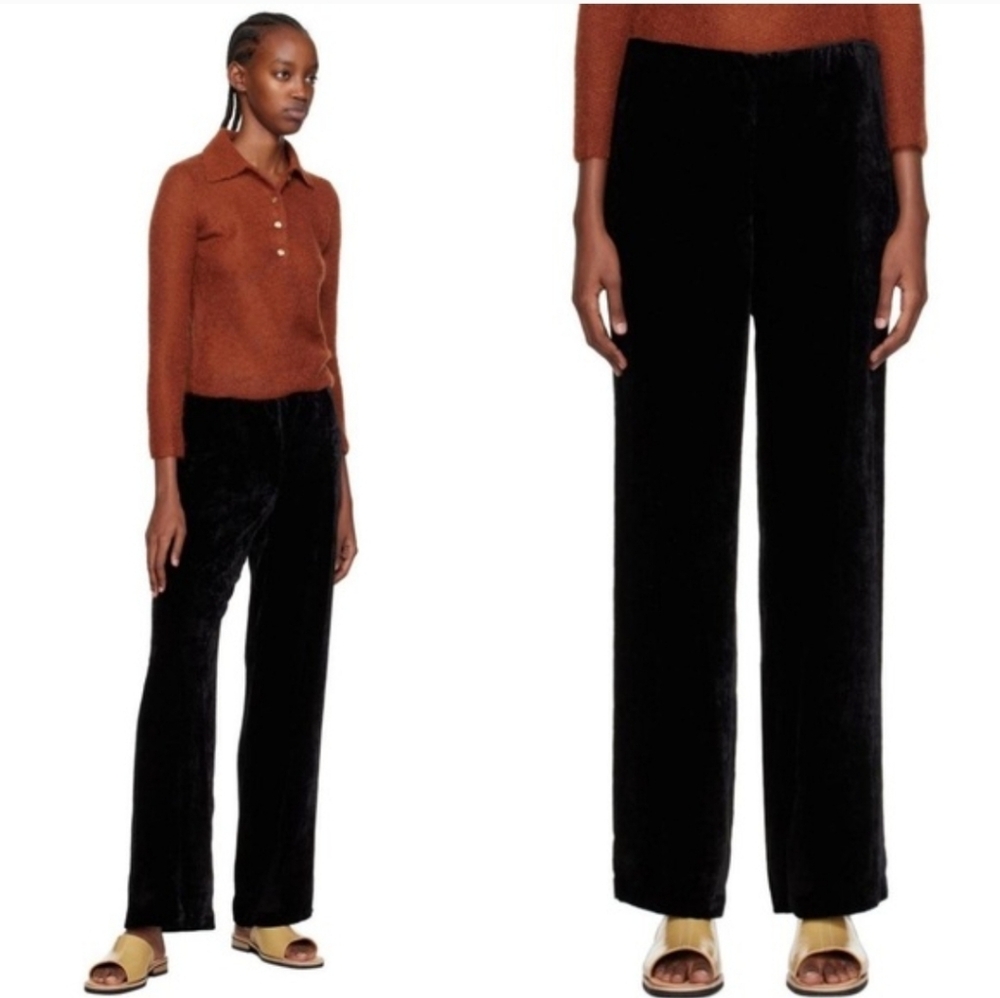 Vince Velour Pull On Pants With Split Ankle Detail Size Medium Black Velvet Chic
